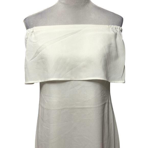 Charles Henry Mini Dress Ruffle Style Zipper Closure Off Shoulder Ivory XS NWOT - Picture 3 of 9